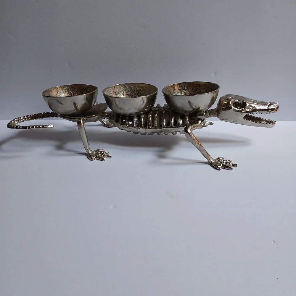 Pottery Barn ALLIGATOR Condiment Set Halloween Server Decor